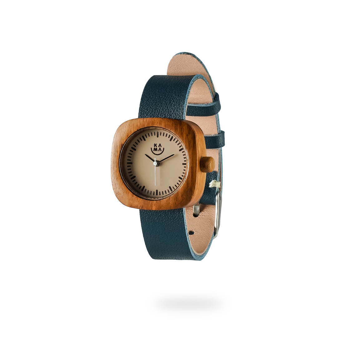 Kama Watch Mini Classic Jam Tangan Kayu Jati Dial Latte